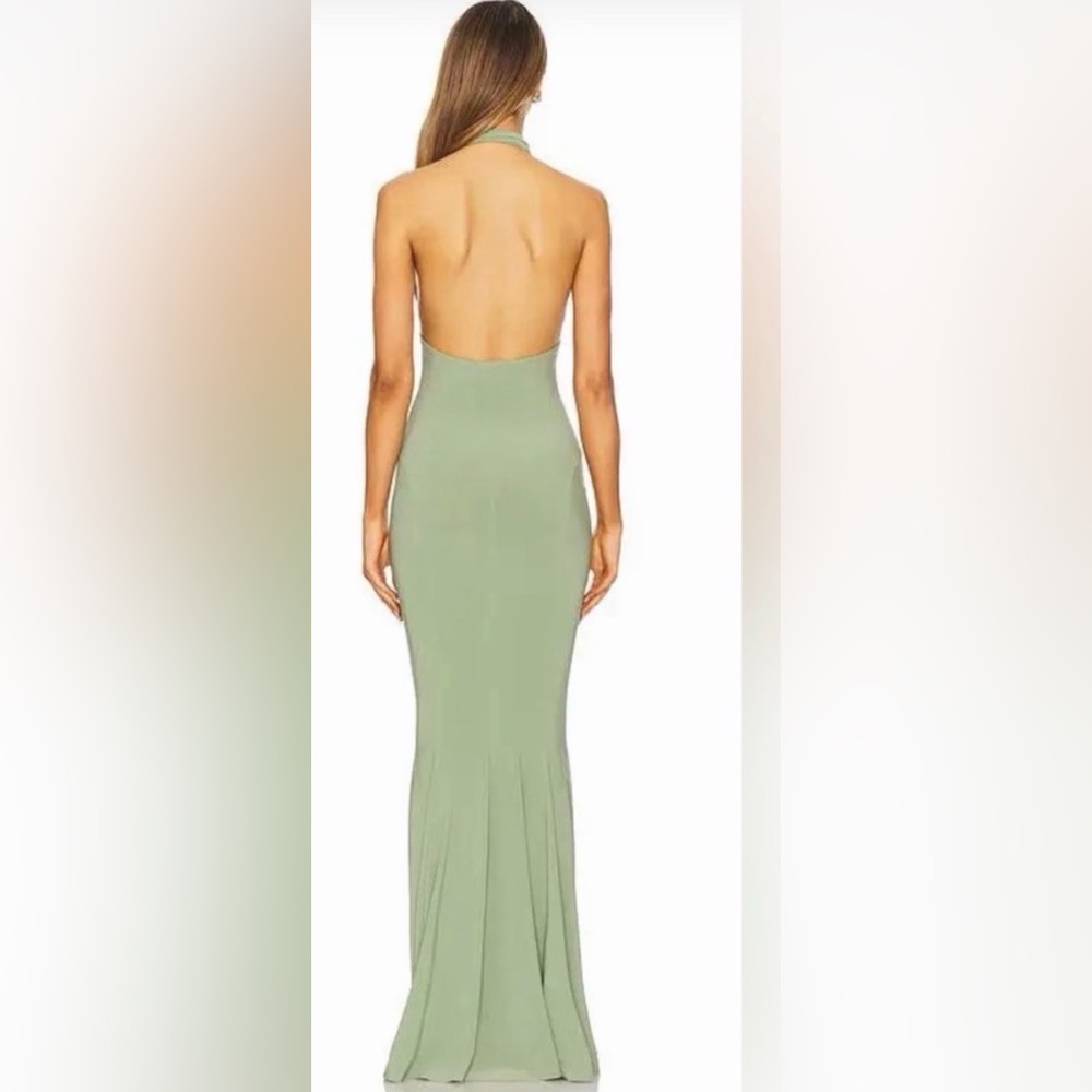 Stunning sage green halter top fishtail dress. - Picture 2 of 4